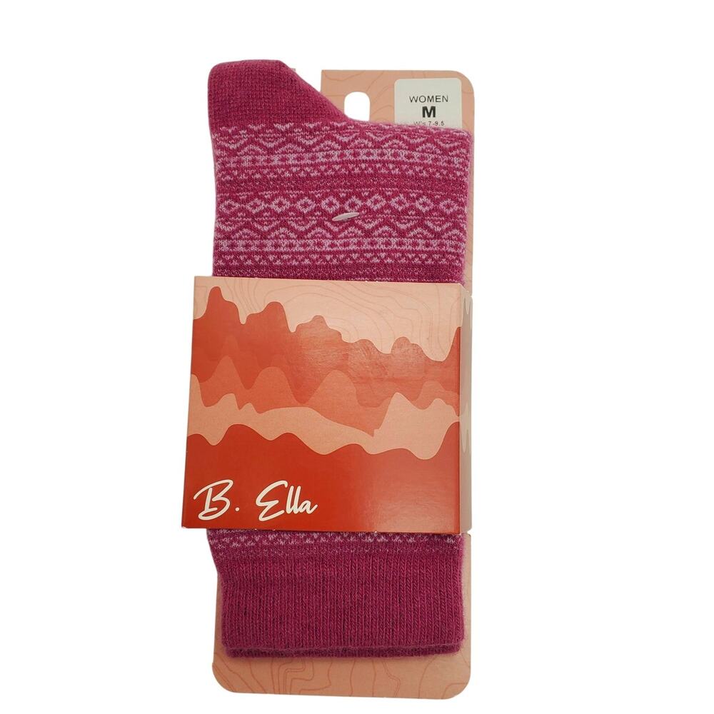 B.Ella 52%‎ Cashmere Wren Crew Socks Berry Pink Women's 7-9.5 M Cozy Warm Luxury